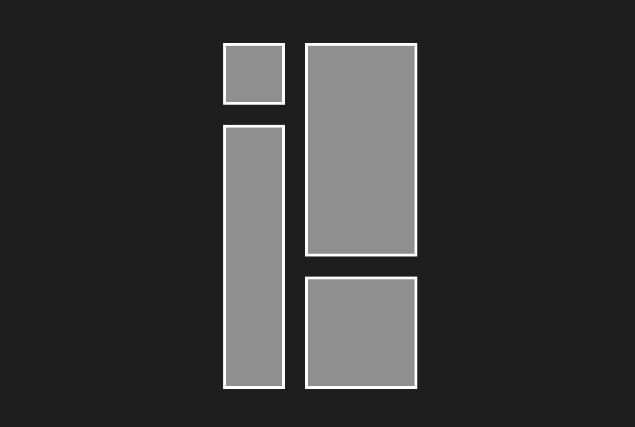 four grey blocks rendered to the page